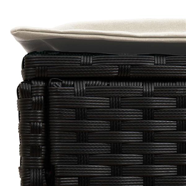 Grote foto vidaxl tuinvoetenbank zwart en cr me 80 x 38 x 45 cm pe rattan tuin en terras tuinmeubelen