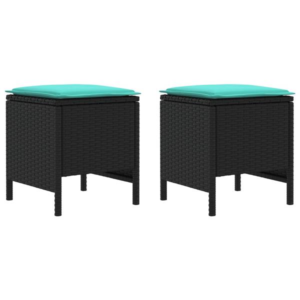 Grote foto vidaxl tuinvoetenbank 2 stuk zwart en turquoise 38 x 38 x 45 cm tuin en terras tuinmeubelen
