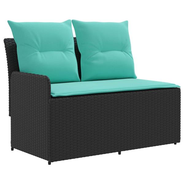 Grote foto vidaxl tuin armsteun sofa met opklaptafel 2 stuk zwart en turquoise tuin en terras tuinmeubelen
