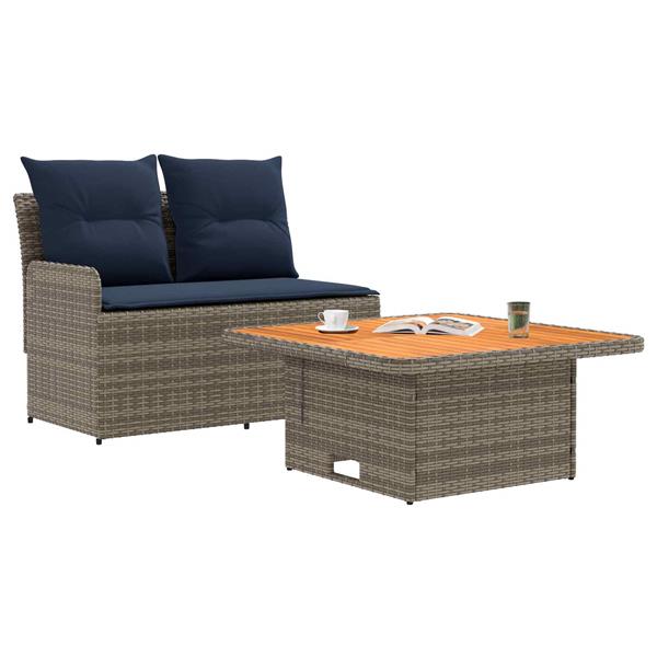 Grote foto vidaxl tuin armsteun sofa met opklaptafel 2 stuk grijs en marineblauw tuin en terras tuinmeubelen