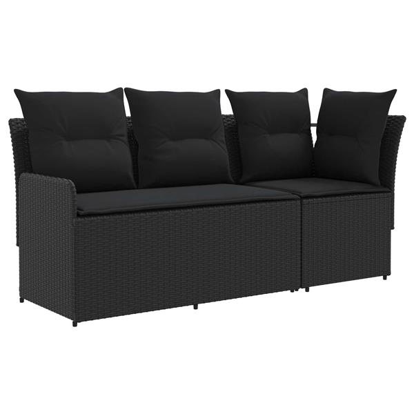 Grote foto vidaxl tuinstoel met armleuning en hoekbank 2 stuk zwart pe rattan tuin en terras tuinmeubelen
