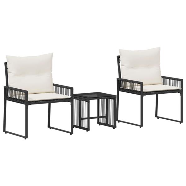 Grote foto vidaxl buitenmeubelset met kussen 7 pcs zwart en cream wit poly rattan tuin en terras tuinmeubelen