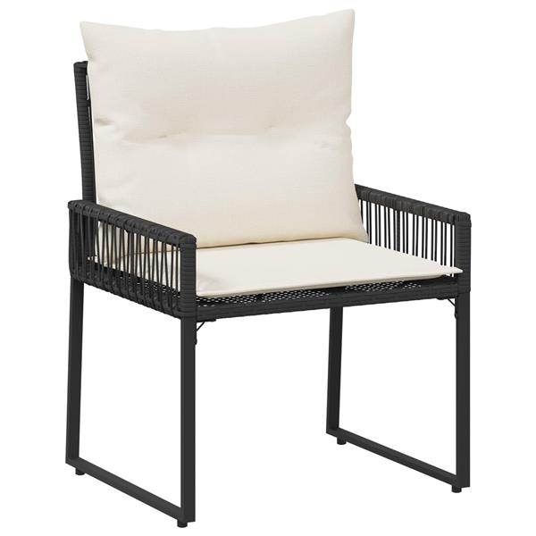 Grote foto vidaxl buitenmeubelset met kussen 7 pcs zwart en cream wit poly rattan tuin en terras tuinmeubelen