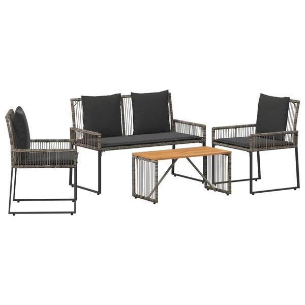 Grote foto vidaxl buitenmeubelset 9 pcs grijs en donkergrijs poly rattan tuin en terras tuinmeubelen