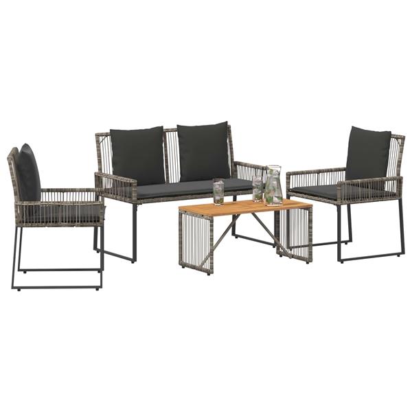Grote foto vidaxl buitenmeubelset 9 pcs grijs en donkergrijs poly rattan tuin en terras tuinmeubelen
