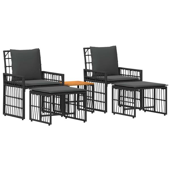 Grote foto vidaxl buitenmeubelset 5 pcs zwart en donkergrijs staal en poly rattan tuin en terras tuinmeubelen