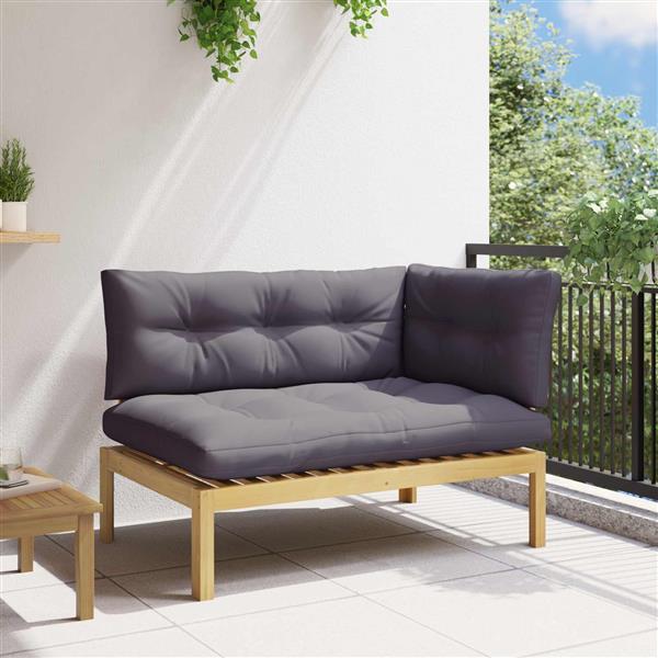 Grote foto vidaxl hoekstoffe licht acacia en donker grijs 132 x 92 x 82 cm tuin en terras tuinmeubelen