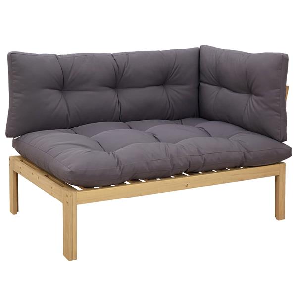 Grote foto vidaxl hoekstoffe licht acacia en donker grijs 132 x 92 x 82 cm tuin en terras tuinmeubelen