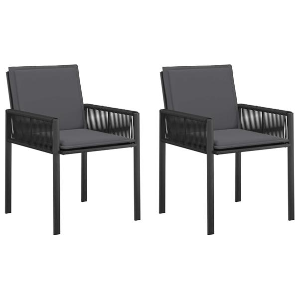 Grote foto vidaxl tuinstoelen met kussen 6 pcs zwart en donkergrijs poly rattan tuin en terras tuinmeubelen