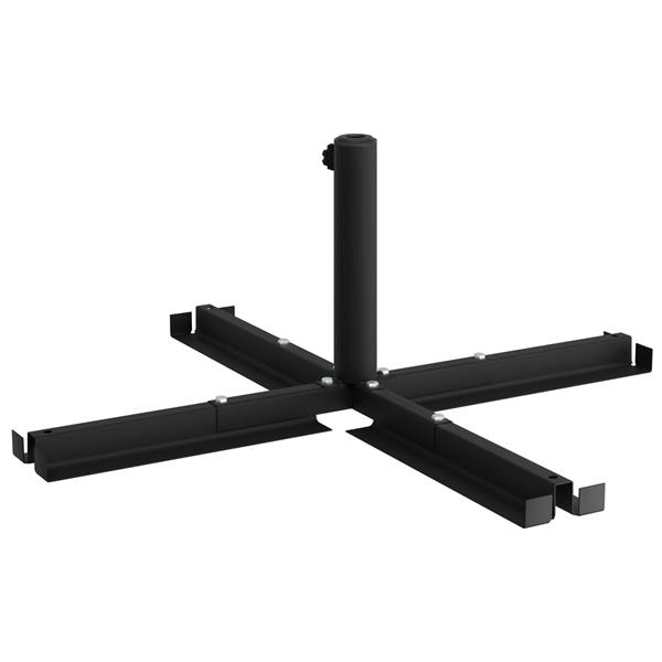 Grote foto vidaxl parasolvoet voor 25 50 mm paal zwart gepoedercoat staal tuin en terras overige tuin en terras