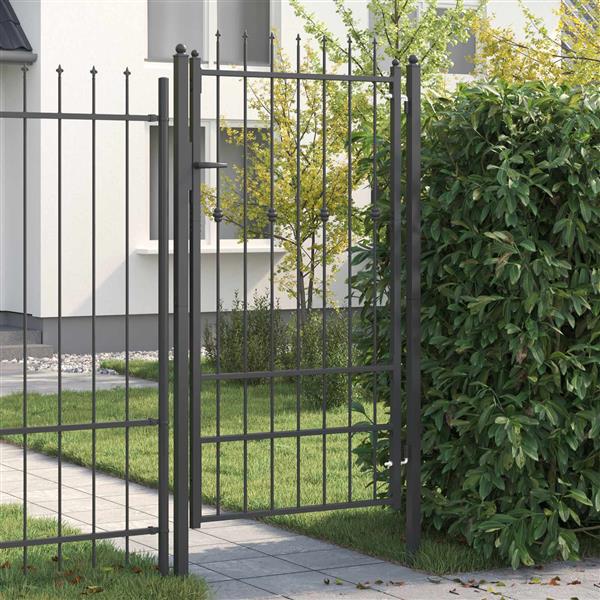 Grote foto vidaxl hekpoort horst 100 x 175 cm metaal zwart vergrendelbaar tuin en terras hekken en schuttingen