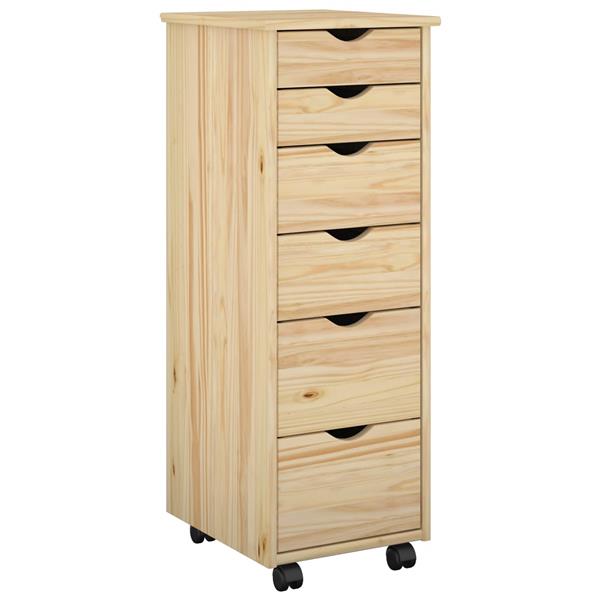 Grote foto vidaxl rolling kast met wiel bruin 34 x 39 x 93 5 cm massief vurenhout huis en inrichting overige