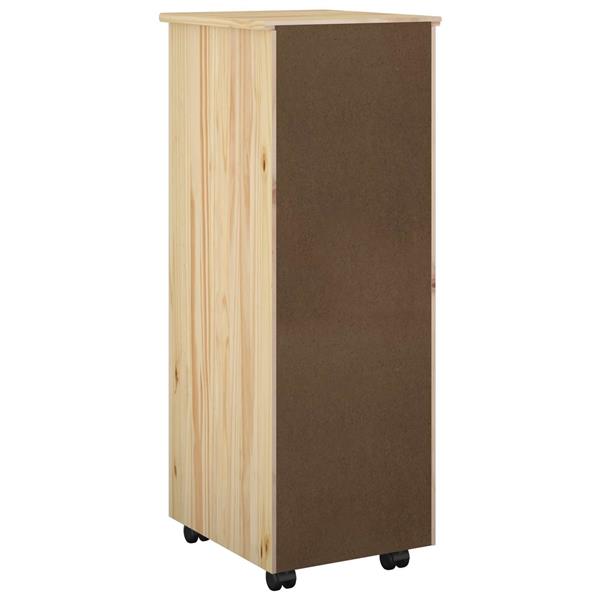 Grote foto vidaxl rolling kast met wiel bruin 34 x 39 x 93 5 cm massief vurenhout huis en inrichting overige