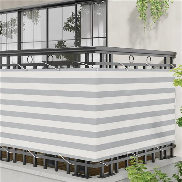 Grote foto vidaxl balkon scherm lichtgrijs en wit. 100 x 700 cm oxford stof tuin en terras overige tuin en terras