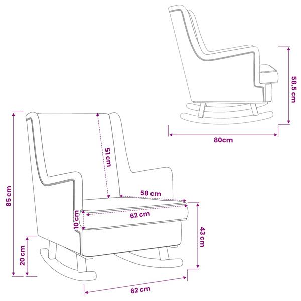 Grote foto vidaxl schommelstoel roze 62 x 80 x 85 cm schapenstof huis en inrichting stoelen