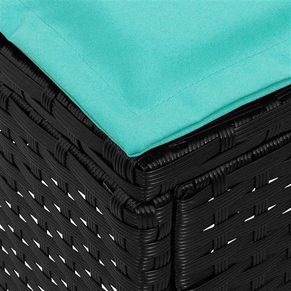 Grote foto vidaxl tuinvoetenbank zwart en turquoise 80 x 38 x 42 cm pe rattan tuin en terras tuinmeubelen