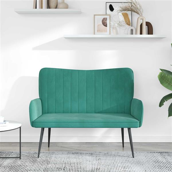 Grote foto vidaxl twee persoons sofa turquoise 115 x 61 x 87 cm fluweel huis en inrichting bankstellen