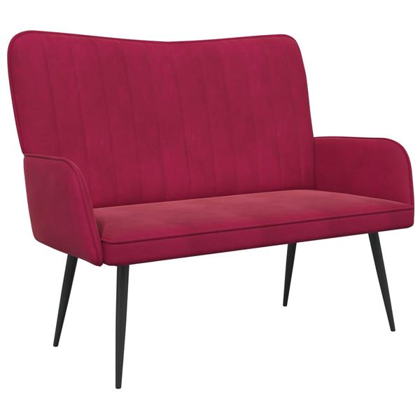 Grote foto vidaxl twee persoons sofa wijnrood 115 x 61 x 87 cm fluweel huis en inrichting bankstellen