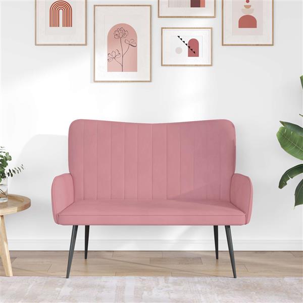 Grote foto vidaxl twee persoons sofa roze 115 x 61 x 87 cm fluweel huis en inrichting bankstellen