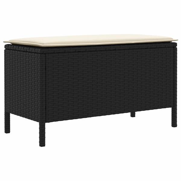 Grote foto vidaxl tuinvoetenbank zwart en cr me 80 x 38 x 45 cm pe rattan tuin en terras tuinmeubelen