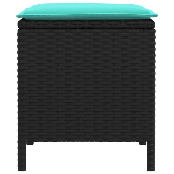 Grote foto vidaxl tuinvoetenbank 2 stuk zwart en turquoise 38 x 38 x 45 cm tuin en terras tuinmeubelen