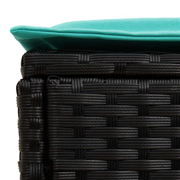 Grote foto vidaxl tuinvoetenbank 2 stuk zwart en turquoise 38 x 38 x 45 cm tuin en terras tuinmeubelen