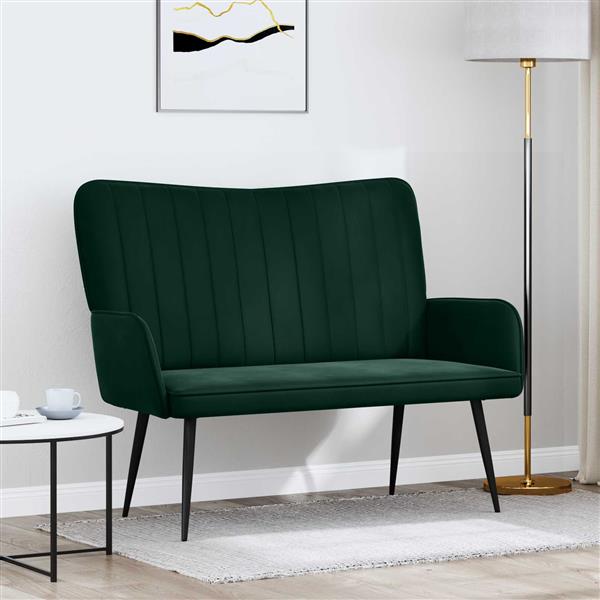 Grote foto vidaxl twee persoons sofa donkergroen 115 x 61 x 87 cm fluweel huis en inrichting bankstellen