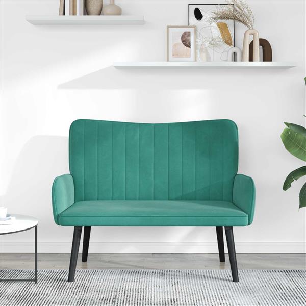 Grote foto vidaxl twee persoons sofa turquoise 115 x 61 x 87 cm fluweel huis en inrichting bankstellen