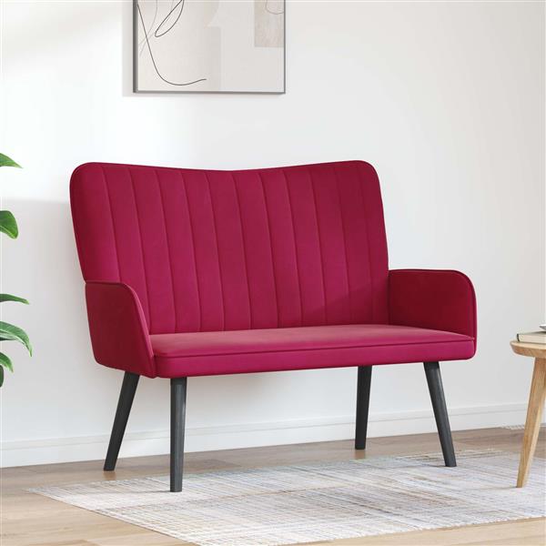 Grote foto vidaxl twee persoons sofa wijnrood 115 x 61 x 87 cm fluweel huis en inrichting bankstellen