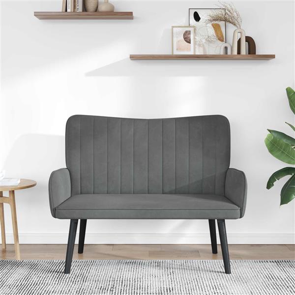 Grote foto vidaxl twee persoons sofa donkergrijs 115 x 61 x 87 cm fluweel huis en inrichting bankstellen