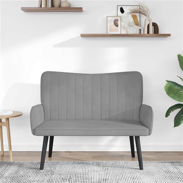 Grote foto vidaxl twee persoons sofa lichtgrijs 115 x 61 x 87 cm fluweel huis en inrichting bankstellen