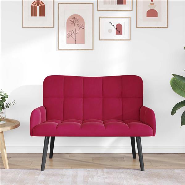 Grote foto vidaxl twee persoons sofa wijnrood 115 x 61 x 87 cm fluweel huis en inrichting bankstellen