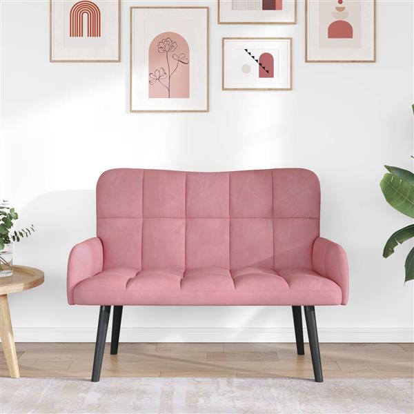 Grote foto vidaxl twee persoons sofa roze 115 x 61 x 87 cm fluweel huis en inrichting bankstellen