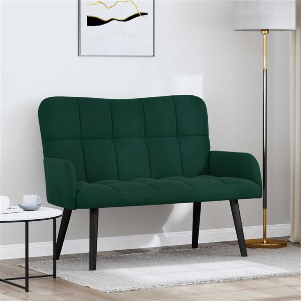 Grote foto vidaxl twee persoons sofa donkergroen 115 x 61 x 87 cm fluweel huis en inrichting bankstellen