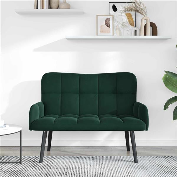 Grote foto vidaxl twee persoons sofa donkergroen 115 x 61 x 87 cm fluweel huis en inrichting bankstellen