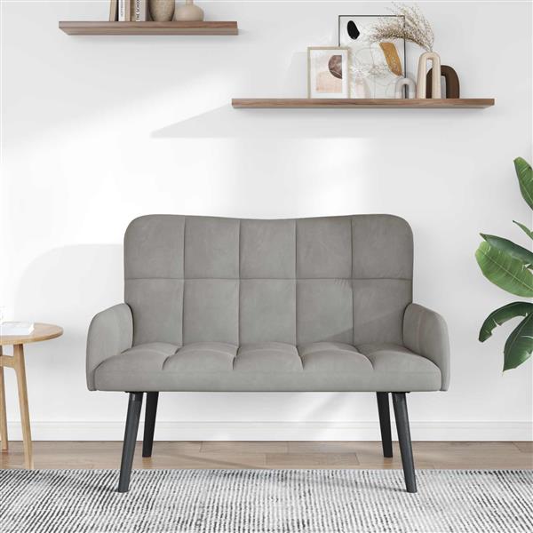 Grote foto vidaxl twee persoons sofa lichtgrijs 115 x 61 x 87 cm fluweel huis en inrichting bankstellen