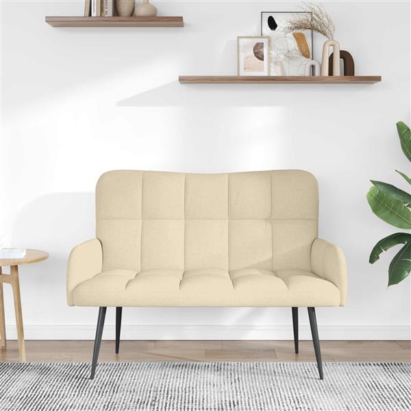 Grote foto vidaxl twee persoons sofa cr me 115 x 61 x 87 cm stof huis en inrichting bankstellen