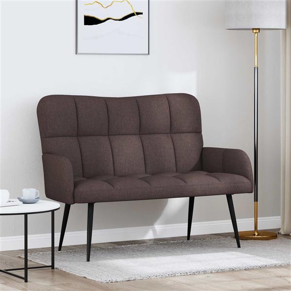 Grote foto vidaxl twee persoons sofa donkerbruin 115 x 61 x 87 cm stof huis en inrichting bankstellen