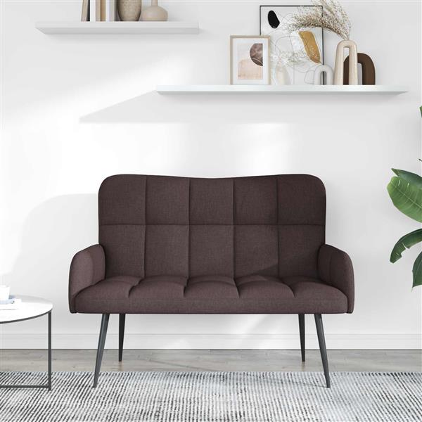 Grote foto vidaxl twee persoons sofa donkerbruin 115 x 61 x 87 cm stof huis en inrichting bankstellen