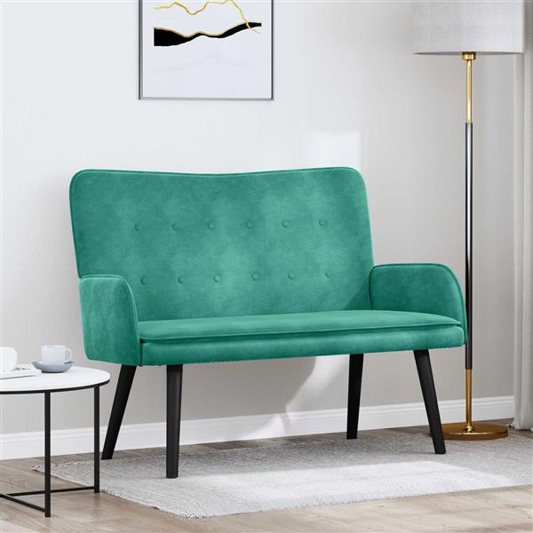 Grote foto vidaxl twee persoons sofa turquoise 115 x 61 x 87 cm fluweel huis en inrichting bankstellen