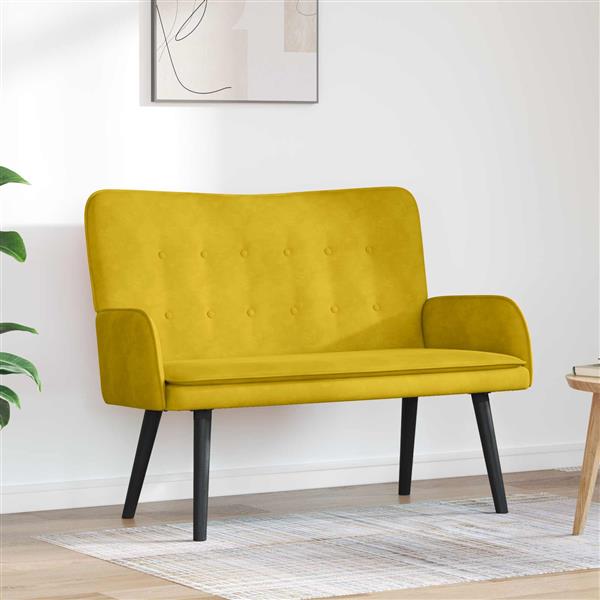 Grote foto vidaxl twee persoons sofa geel 115 x 61 x 87 cm fluweel huis en inrichting bankstellen