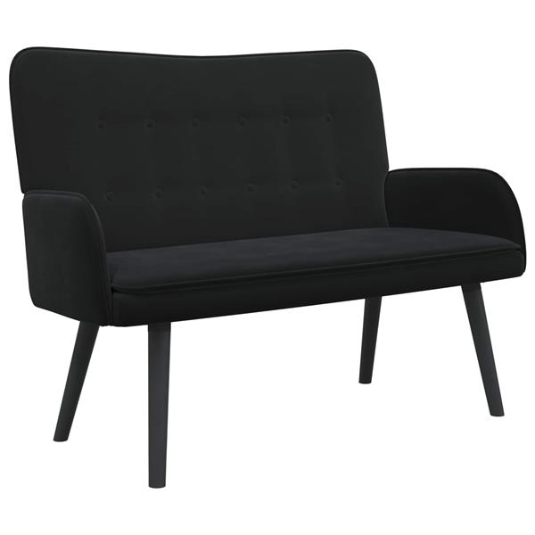 Grote foto vidaxl twee persoons sofa zwart 115 x 61 x 87 cm fluweel huis en inrichting bankstellen