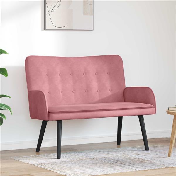 Grote foto vidaxl twee persoons sofa roze 115 x 61 x 87 cm fluweel huis en inrichting bankstellen