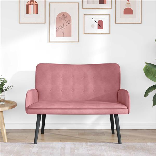 Grote foto vidaxl twee persoons sofa roze 115 x 61 x 87 cm fluweel huis en inrichting bankstellen