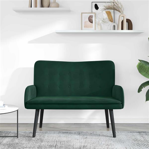Grote foto vidaxl twee persoons sofa donkergroen 115 x 61 x 87 cm fluweel huis en inrichting bankstellen