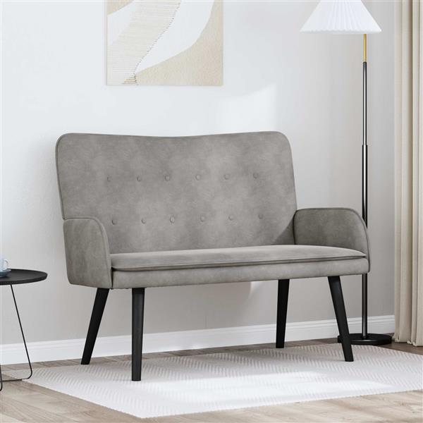 Grote foto vidaxl twee persoons sofa lichtgrijs 115 x 61 x 87 cm fluweel huis en inrichting bankstellen