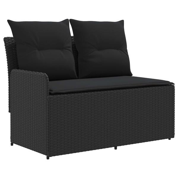 Grote foto vidaxl tuin armsteun sofa met opklaptafel 2 stuk zwart pe rattan tuin en terras tuinmeubelen