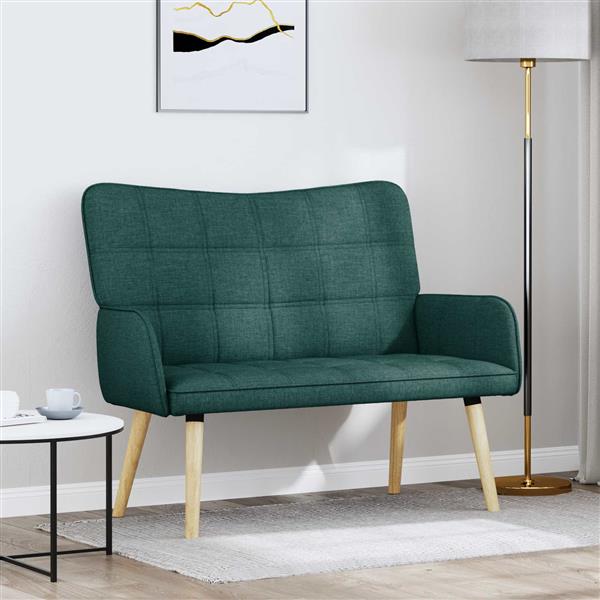 Grote foto vidaxl twee persoons sofa donkergroen 115 x 61 x 87 cm stof huis en inrichting bankstellen