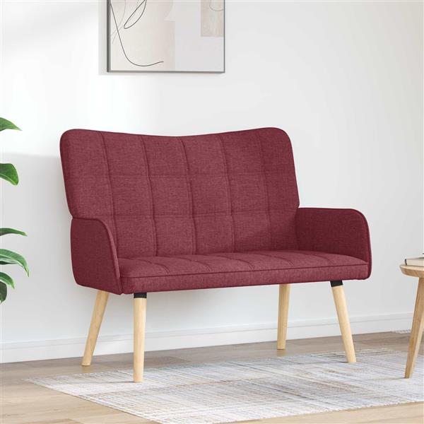 Grote foto vidaxl twee persoons sofa wijnrood 115 x 61 x 87 cm stof huis en inrichting bankstellen