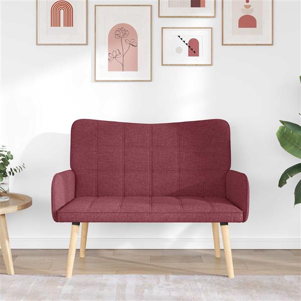 Grote foto vidaxl twee persoons sofa wijnrood 115 x 61 x 87 cm stof huis en inrichting bankstellen